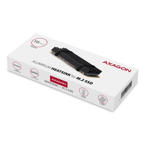 AXAGON Passive aluminum heatsink for all M.2 SSDs, size 2280, high 10 mm | CLR-M2L10
