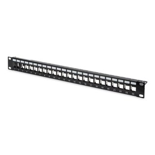 Digitus | Modułowy panel krosowy | DN-91411 | Czarny | Układ Wejście Keystone: Proste; Obszar zastosowań: Szafa 483 mm (19"); Na