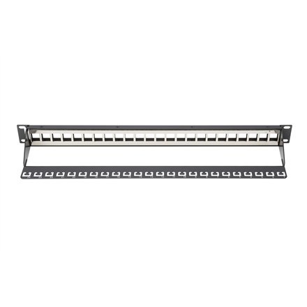 Digitus | Modułowy panel krosowy | DN-91411 | Czarny | Układ Wejście Keystone: Proste; Obszar zastosowań: Szafa 483 mm (19"); Na