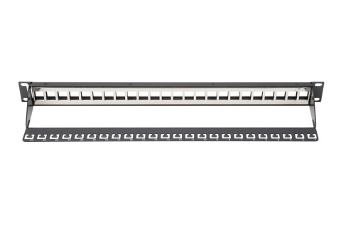 Digitus | Modułowy panel krosowy | DN-91411 | Czarny | Układ Wejście Keystone: Proste; Obszar zastosowań: Szafa 483 mm (19"); Na