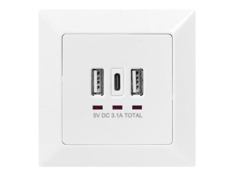 Gniazdo Digitus | z portami USB A i USB-C, montaż podtynkowy