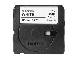 Brother BTAG-231 BTAG231 12mm Black on white tape