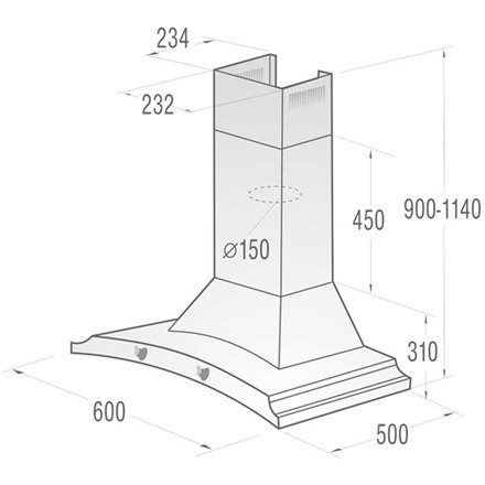 Gorenje | Okap | DK63MCLB | Klasa efektywności energetycznej D | Przyścienny | Szerokość 60 cm | 621 m³/h | Sterowanie mechanicz