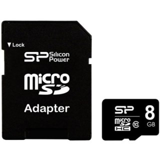 Silicon Power | 8 GB | MicroSDHC | Pamięć flash klasa 10 | Adapter SD