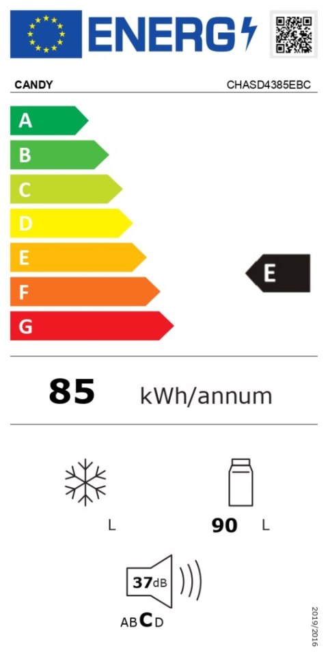 Lodówka stołowa Candy | CHASD4385EBC | Klasa efektywności energetycznej E | Wolnostojąca | Spiżarnia | Wysokość 85 cm | Pojemnoś