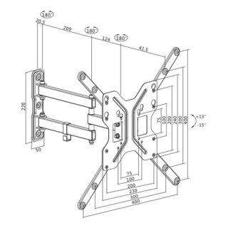 Logilink BP0016 TV Wall mount, 23"-55", tilt +15°-15°,swievel +-90°, 395mm Logilink