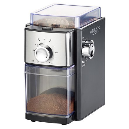 Adler | AD 4448 | Młynek do kawy | 300 W | Pojemność ziaren kawy 250 g | Ilość filiżanek 12 na pojemnik szt.