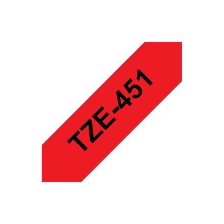 Brother | 451 | Taśma laminowana | Termiczna | Czarna na czerwonym | Rolka (2,4 cm x 8 m)