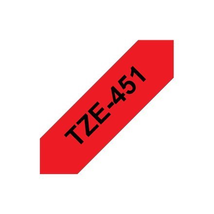 Brother | 451 | Taśma laminowana | Termiczna | Czarna na czerwonym | Rolka (2,4 cm x 8 m)