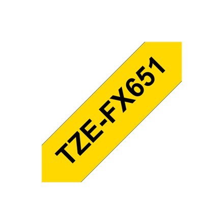 Brother | FX651 | Taśma elastyczna | Termiczna | Czarna na żółtym | Rolka (2,4 cm x 8 m)