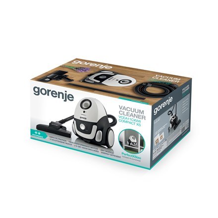Gorenje | VCEA11CXWII | Odkurzacz | Workowy | Moc 750 W | Pojemność na kurz 2 L | Biały