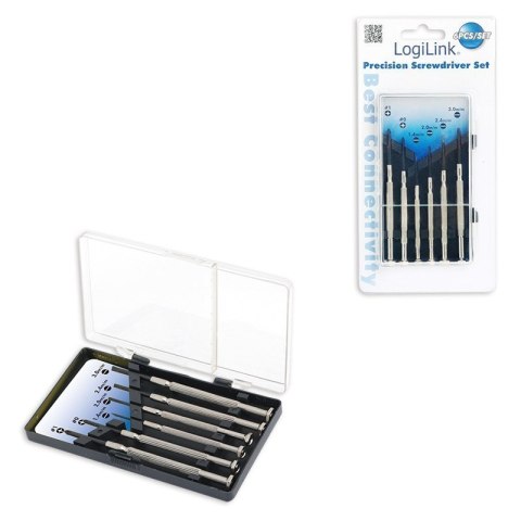 Zestaw śrubokrętów Logilink | 6 szt. | W zestawie przenośne etui. Zawiera: 1x śrubokręt płaski 1,4 mm, 1x śrubokręt płaski 2,0 m