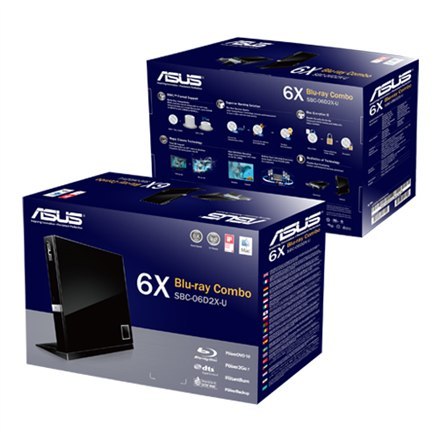Asus | 06D2X-U | Zewnętrzny | Napęd DVD±RW (±R DL) / DVD-RAM / BD-ROM | Czarny | USB 2.0