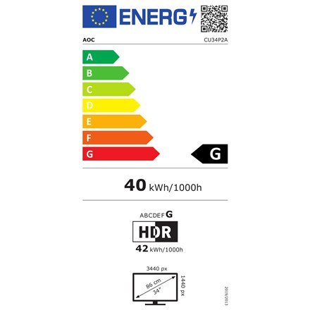 AOC | CU34P2A | 34 " | VA | 21:9 | 1 ms | 300 cd/m² | Czarny | Wyjście słuchawkowe (3,5 mm) | Ilość portów HDMI HDMI x 2 | 100 H