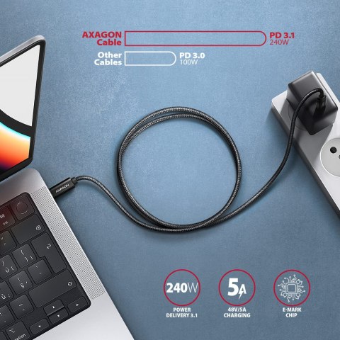 AXAGON Data and charging USB4 Gen 3x2 cable, 1 m | BUCM3-CM15AB | USB Type C - USB Type C