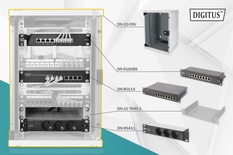 Digitus NETWORK SET 10IN-9U 312X300MM szafka NETWORK SET 10IN-9U 312X300MM (DN-10-SET-2) - CA85910 | Digitus