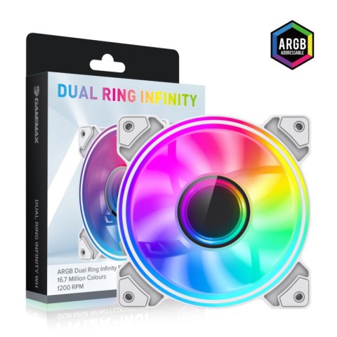 Gamemax Wentylator Obudowy Dual Ring Infinity 120 mm Biały