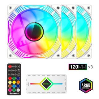 Gamemax Wentylator obudowy KF300 BK biały 120mm silent LED