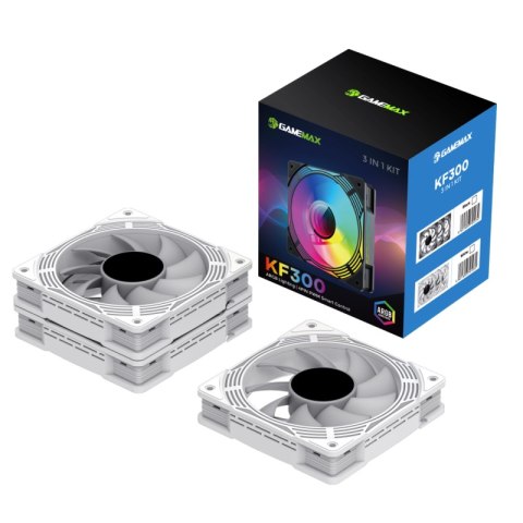 Gamemax Wentylator obudowy KF300 BK biały 120mm silent LED