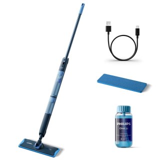 Mop elektryczny Philips XV5113/01 OneUp 5000 w kolorze niebiesko-czarnym, idealny do skutecznego czyszczenia podłóg.