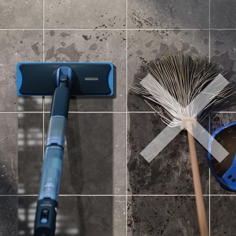 Mop elektryczny Philips XV5113/01 OneUp 5000 w kolorze niebiesko-czarnym, idealny do skutecznego czyszczenia podłóg.