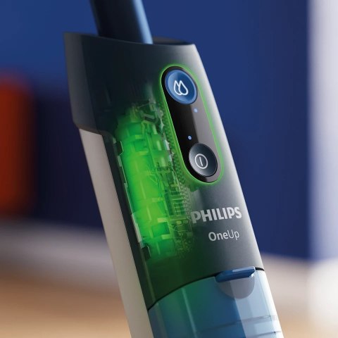Mop elektryczny Philips XV5113/01 OneUp 5000 w kolorze niebiesko-czarnym, idealny do skutecznego czyszczenia podłóg.
