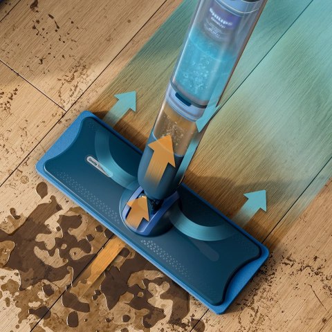 Mop elektryczny Philips XV5113/01 OneUp 5000 w kolorze niebiesko-czarnym, idealny do skutecznego czyszczenia podłóg.