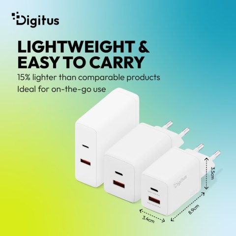 Digitus Ładowarka GaN 45W USB-C + USB-A DA-10302 biała