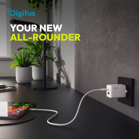 Digitus Ładowarka GaN 45W USB-C + USB-A DA-10302 biała