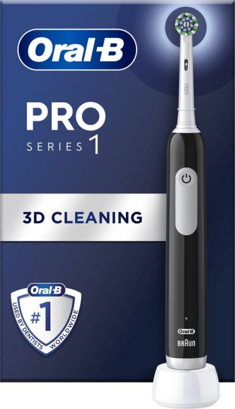 Oral-B Pro Series 1 szczoteczka elektryczna do zębów akumulatorowa dla dorosłych 3 tryby 2-minutowy timer Czarna z 1 wymienną ko