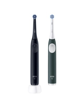 Oral‑B iO2 szczoteczka elektryczna dla dorosłych Duo pack 2 końcówki 3 tryby Night Black & Green Forest, ładowalna, timer 2 minu