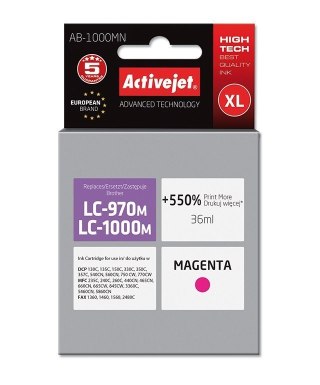 Activejet AB-1000MN Tusz (zamiennik do Brother LC1000M/970M; Supreme; 35 ml; czerwony). Drukuje więcej o 550%.