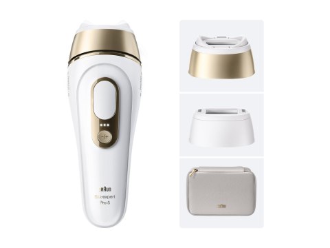 Depilator IPL marki Braun | Silk-expert Pro 5 PL5210 | Liczba poziomów mocy: 3 | Kolor: biały/złoty