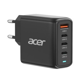 Ładowarka Acer 100 W PD z technologią GaN, 3 porty USB-C i 1 port USB-A, wtyczka UE, kabel USB-C 100 W, czarna, opakowanie detal