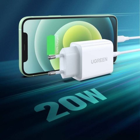 Ugreen ładowarka sieciowa USB Power Delivery 3.0 Quick Charge 4.0+ 20W 3A (biały)