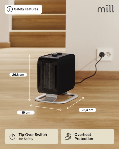 Młyn | Podgrzewacz | CUS1800MECBA | Stojący | 1800 W | Czarny