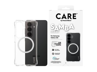 Etui CARE marki PanzerGlass „Samba" - przezroczyste z białym Qi dla nowego Samsunga Galaxy S26 | PanzerGlass