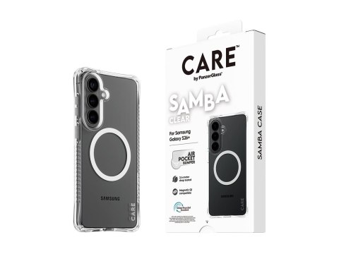 Etui CARE marki PanzerGlass „Samba" - przezroczyste z białym Qi - do nowego Samsunga Galaxy S26 Plus | PanzerGlass