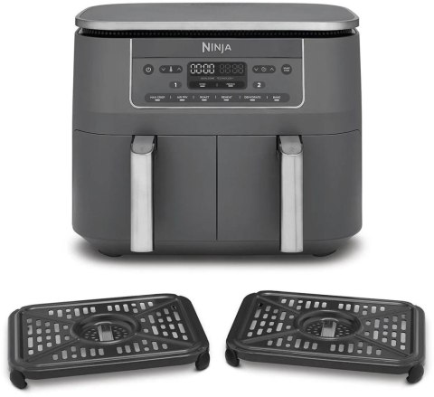 Frytkownica na gorące powietrze NINJA Double | DZ300EU | Moc 2400 W | Pojemność 7,6 l | Szara