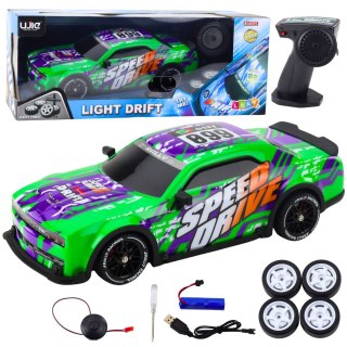 Auto Sportowe Zdalnie Sterowane RC Podświetlana Karoseria Drift Zielone