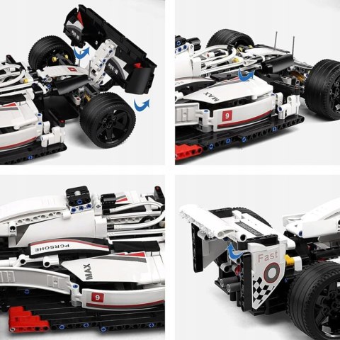 Klocki Konstrukcyjne Samochód Wyścigowy F1 Biało-Czerwony 1235 el.