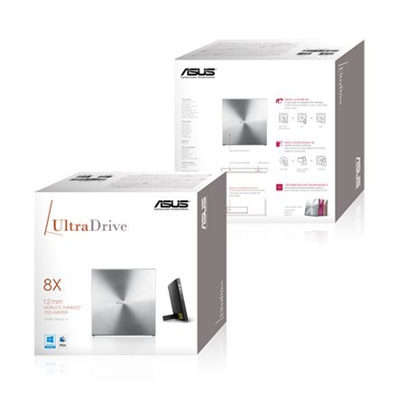 Asus | 08U5S-U | Zewnętrzny | Napęd DVD±RW (±R DL) / DVD-RAM | Srebrny | USB 2.0
