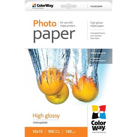 ColorWay | Papier fotograficzny 100 szt. | PG1801004R | 180 g/m² | 10 x 15 cm | Błyszczący