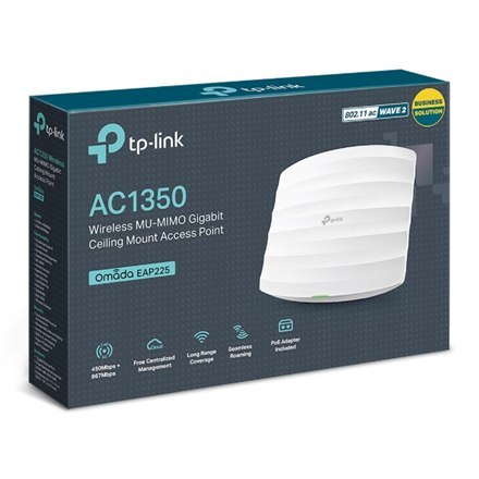 TP-LINK | EAP225 | Punkt dostępowy | 802.11ac | 2.4GHz/5GHz | 450+867 Mbit/s | 10/100/1000 Mbit/s | Porty Ethernet LAN (RJ-45) 1