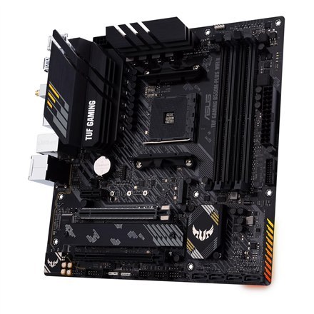 Asus | TUF GAMING B550M-PLUS WIFI II | Rodzina procesorów AMD | Gniazdo procesora AM4 | DDR4 | Gniazda pamięci 4 | Liczba złączy