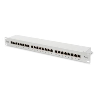 Digitus | Patch Panel | DN-91524S | Biały | Kategoria: CAT 5e; Porty: 24 x RJ45; Wytrzymałość: 7,7 kg; Siła wkładania: maks. 30 