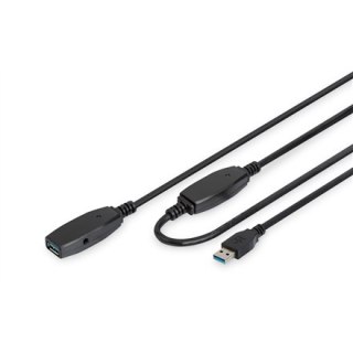 Digitus | Przedłużacz USB | Żeńskie | 9-pinowe USB typu A | Męskie | Czarne | 9-pinowe USB typu A | 10 m
