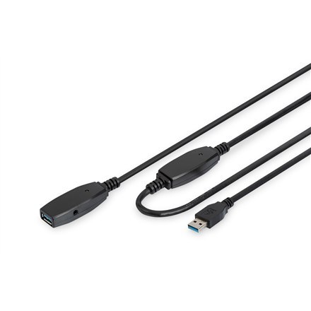 Digitus | Przedłużacz USB | Żeńskie | 9-pinowe USB typu A | Męskie | Czarne | 9-pinowe USB typu A | 10 m
