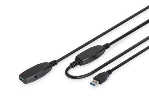 Digitus | Przedłużacz USB | Żeńskie | 9-pinowe USB typu A | Męskie | Czarne | 9-pinowe USB typu A | 10 m