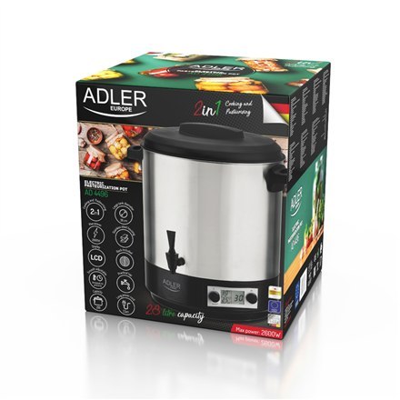 Adler | AD 4496 | Garnek elektryczny / Kuchenka | 28 L | Stal nierdzewna / Czarny | Liczba programów | 2600 W
